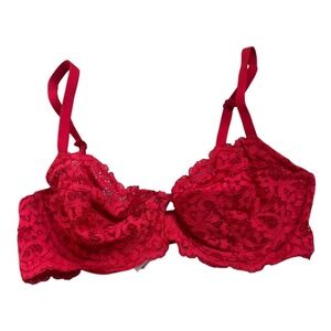 Victoria’s Secret Body by Victoria Unlined Demi Bra Red Lace 36C EUC